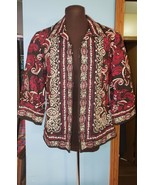 Coldwater Creek Collared Colorful Paisley Floral Black Red Jacket Lined ... - £19.53 GBP