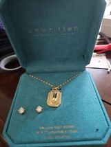 NWT Unwritten Cubic Zirconia Gold J Initial Pendant Necklace &amp; Stud Earring Set - $19.75