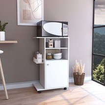 White Kitchen Cart: 39&quot;H, Single Door, 4 Wheels - $2,741.49 MXN