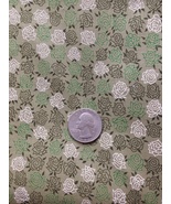 1.5 Yards Vintage Green &amp; White Floral Cotton Calico Quilt Sewing Fabric  - $12.99