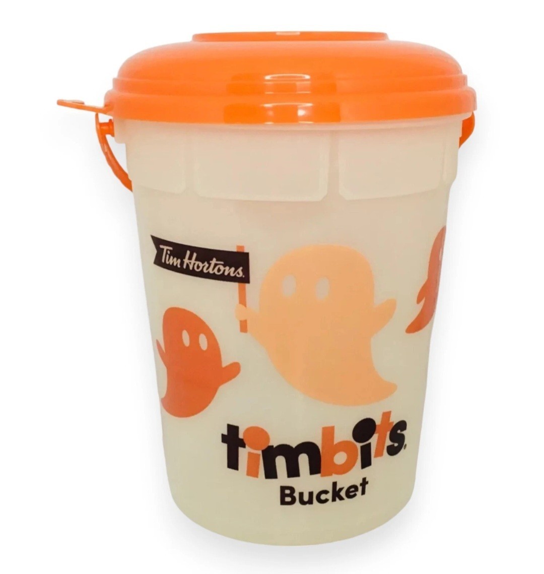 Tim Hortons Halloween Timbits Bucket 2024 Ghost Glow In The Dark Limited... - $17.78