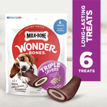Milk-Bone Wonder Bones Triple Layers Long Lasting Dog Treats Real Beef 6... - $29.69