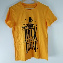 Halloween Trick Or Treat Orange T-shirt Jack-o&#39;-lantern Spiders Small - £11.10 GBP