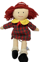 Vintage Madeline Eden Plush Cloth Rag Doll Yarn Hair 14” 1994 Red Plaid Dress - £12.83 GBP