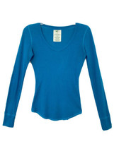 Op Girls Junior (7-9)M Turquoise Thermal Long Sleeve V Neck Shirttail He... - £7.15 GBP