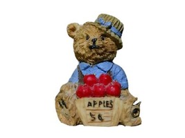 K&#39;s Collection Bear Figurine with Basket of Apples - £10.37 GBP