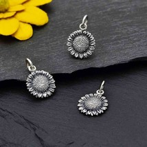 Sterling Small Sunflower Charm 16x11mm - $355.04 MXN