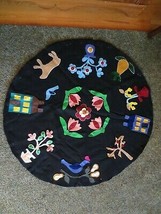Colorful APPLIQUED Black Felt HOLIDAY TABLE COVER to Complete - 36&quot; Diam... - £19.93 GBP