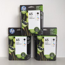 3 PK - HP 65 2-pack Black &amp; Tri-color EXP 11/2023 - £70.04 GBP