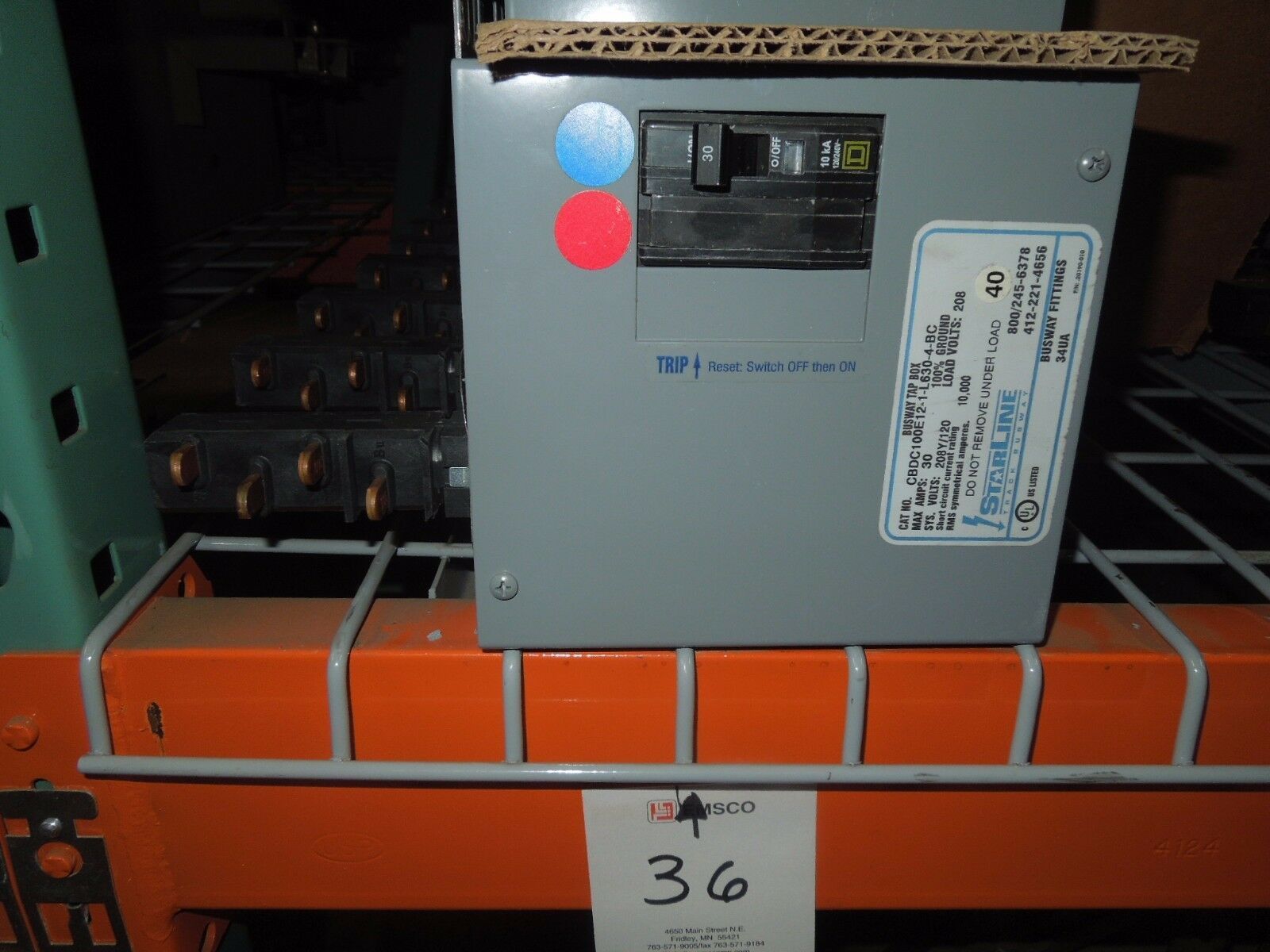 StarLine Busway Tap Box CBDC100E12-1-L630-4-BC 30A 2p 208Y/120V BC phasi... - $100.00