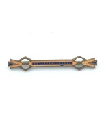 ART DECO guilloche enamel brass bar pin - vtg 1920s orange blue c-clasp ... - £19.66 GBP