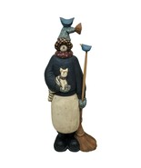 Williraye Studio Snowman With Cat Broom Folk Art Figurine Primitive WW 2... - £55.17 GBP