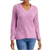 Style &amp; Co Womens Large Candy Purple V Neck Chunky Knit Sweater NWT CO44 - £19.12 GBP