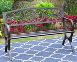 50 Inches Outdoor Garden Bench,Cast Iron Metal Frame Patio Park Bench Wi... - $240.99