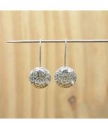 Round Floral Sterling Silver Earrings Drop Dangle Women Earrings Handmad... - $48.00