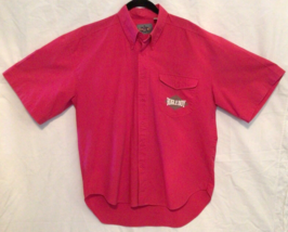 Vtg Bugle Boy Button Down Hot pink Logo Shirt Mens Size Large Short Slee... - $14.45