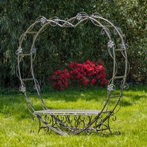 Zaer Ltd. 6.8 Ft. Tall Heart-Shaped Iron Bench Amore (Antique White) - $885.50