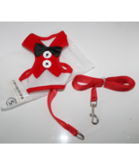 Dog, Cat Size Small Designer Red Bowtie Vest Harness With Leash - £6.04 GBP
