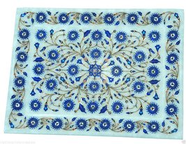 8&quot;x12&quot; Marble Plate Tray Lapis Lazuli Semi Precious Inlay Home Decor Beautiful - £369.12 GBP