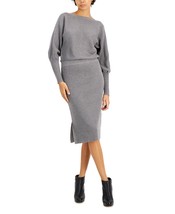 New Anne Klein Gray Cotton Sweater Sheath Midi Dress Size Xl - £69.05 GBP