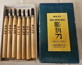 Yasutomo  NIJI Wood Carving Knives Quailty Steel WX-7 7 piece set New Op... - $14.84
