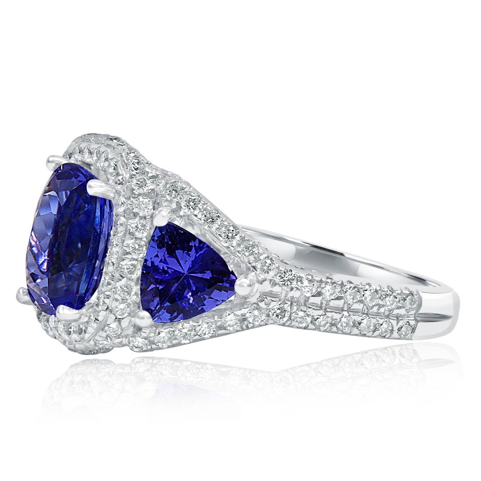 1.97 Karat Tansanit Kissen Blau Violett Diamant Verlobungsring 18k Gold 4.38 TCW Item image 2