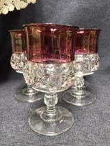 Set of 5 VTG Tiffin Kings Crown Ruby Stain Decorated 5 3/4&quot; Tall Stemmed... - £19.55 GBP