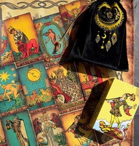 Timeless Borderless Vintage Tarot Deck  78 Enchanting Tarot Cards + Velvet Pouch - £29.99 GBP