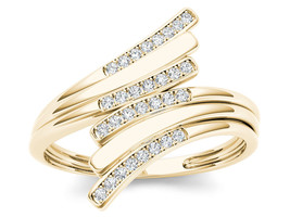 Genuine 10K Yellow Gold 0.1 Ct Diamond Fashion Engagement Ring - £175.85 GBP