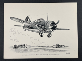 Henry Clark Art Print Brewster Buffalo Fighter WW2 Aircraft 12 x 9 Inches - $19.79