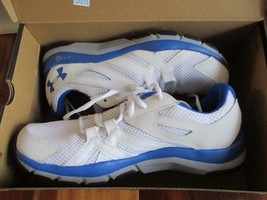 BNIB UNDER ARMOUR Micro G Engage BL H2 Men&#39;s running shoes, Size 9, white/blue - £48.85 GBP