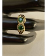 Handmade Artisan ring Emeralds and brass - £26.83 GBP