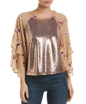 Free People Womens Top Shimmy And Shake Relaxed Beige Size Xs OB890206 - £31.16 GBP