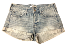 Hollister Womens Denim Jean Shorts Size 5 W27 Blue Stretch Cuff Hem Ligh... - $18.69