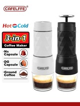 3-in-1 Portable Coffee Maker Manual Espresso Brewer for Capsules &amp; Ground Coffee - £35.46 GBP