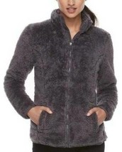 Womens Jacket Sherpa Fleece Fila Sport Gray Zip Up Moisture Wicking $55-... - $28.71