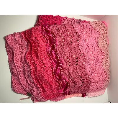 Handmade shawl lap blanket scarf hope medallion Shades of Pink Angel Afghan - $17.08