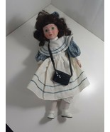 JC Penney Collector&#39;s Porcelain Girl Doll 15&quot; gray Eyes  dark brown hair... - £7.79 GBP