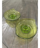 Viking Art Amoebic Epic Glass Candle Holders #1196 Avocado Green Set of ... - $731.94 MXN