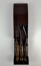 Vintage Cutco 3 pc. Hanging Set Serving Forks &amp; spreader Brown Swirl Han... - £31.13 GBP