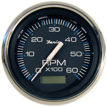 Faria Chesapeake Black 4&quot; Tachometer w/Hourmeter - 6000 RPM (Gas) (Inboard) - £130.76 GBP