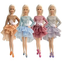 4 Set Doll Fashion Long Sleeves Dress 1/6 Doll Party Clothes For Barbie Doll 12&quot; - £10.89 GBP