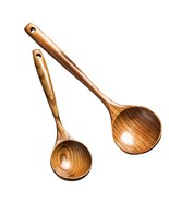 2 Pcs Wooden Spoon Ladle For Cooking Spoons-14 Inch Long Kitchen Cooking... - £26.70 GBP