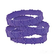 Cancer Awareness Purple Ribbon POP OUT Bracelets Set of 24 Relay for Life - $12.91