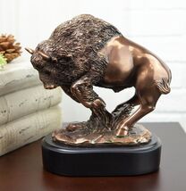 Western Charging American Buffalo Bison Bull Bronze Electroplated Resin ... - €65,42 EUR