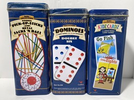 Cardinal Kids Collection Sealed Tin 5 Game Set Dominoes/Jacks/Pick Up Sticks - $14.99