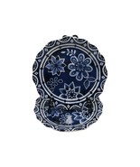 Set of 2 Pier 1 Imports Ironstone Indigo Floral Blue White Dinner Plates... - $24.73