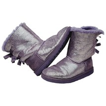 UGG Bailey Bow II Shimmer Purple Boots Size US 6 - Genuine Sheepskin / L... - $9.50