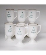 ♻️ Milk Glass Irish Coffee Mugs, Set of 7 Early 20th Century Pedestal Fo... - $1,481.26 MXN