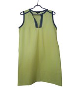 J. Crew Size 8 Abstract Neon yellow Blue trim sleeveless pullover Dress - $595.01 MXN